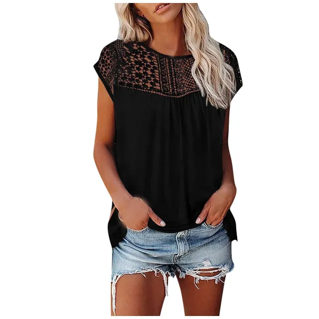 Women's Lace Short sleeved Top Black - Shop at LoveMi