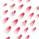 Wear Armor Red Gradient Three-dimensional Rose Pearl Fake Nails view 6