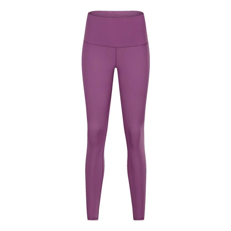 Women's Solid Color High Waist Hip Lift Stretch Yoga Pants - Purple Pu Color