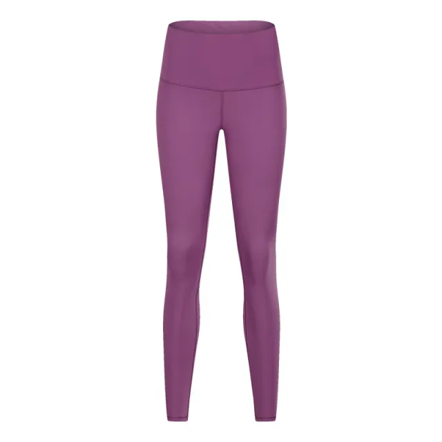 Women's Solid Color High Waist Hip Lift Stretch Yoga Pants Purple Pu Color - Shop at LoveMi