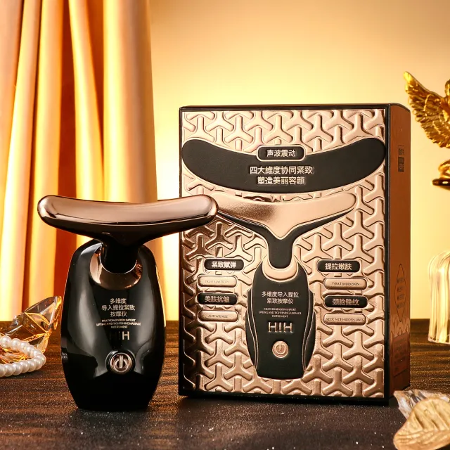 Multi dimensional Import Beauty Instrument Dolphin Bionic Design Vibration Lifting Fit Facial Massage Black Gold - Shop at LoveMi