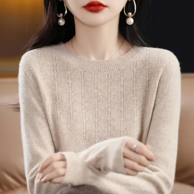 New Round Neck Bottoming Shirt Pullover Women's Sweater Raw Velvet Rice Xxl - Shop at LoveMi