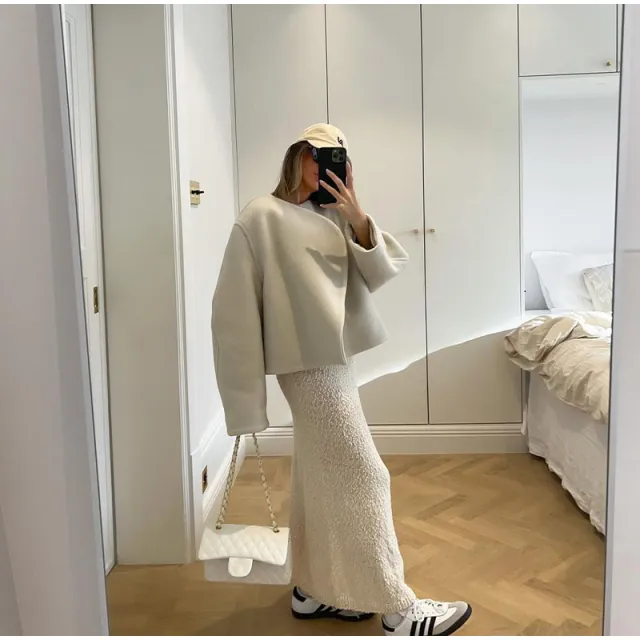 Women's Fashion Personality Solid Color Woolen Coat White - Shop at LoveMi