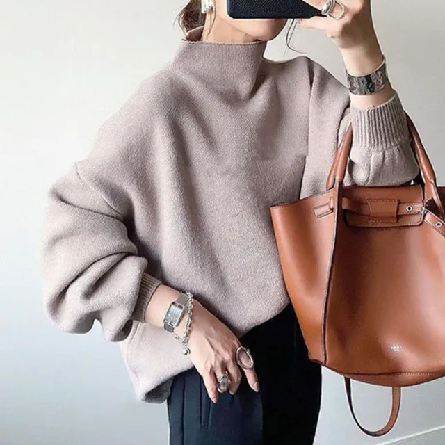 New Pullover Slimming Sweater Japanese And Korean Turtleneck Loose Striped Sweater Camel Without Logo - Shop at LoveMi