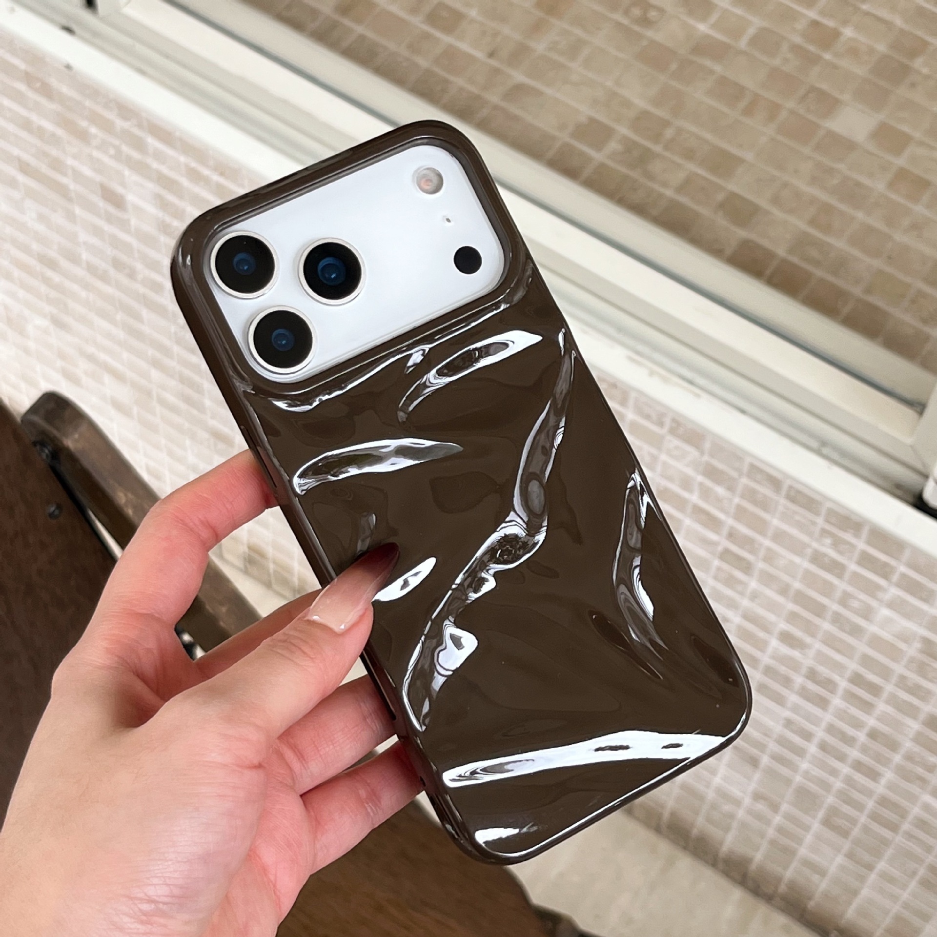 Three-dimensional Pleated Pattern Autumn And Winter Color Phone Case