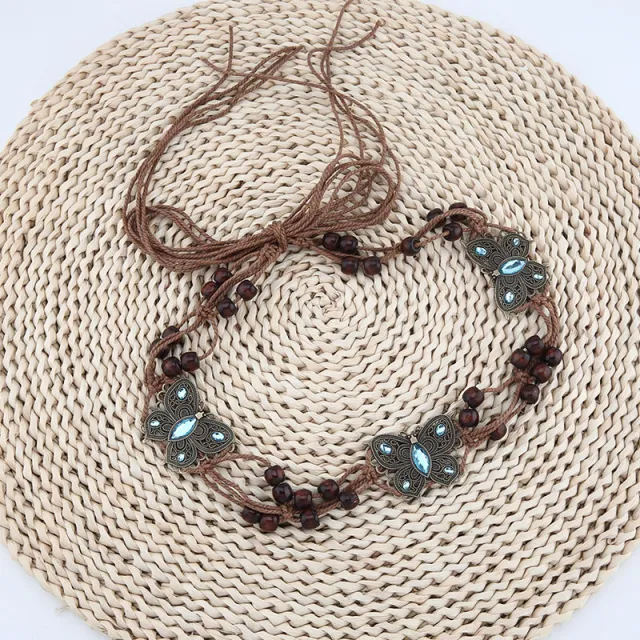 Women's Retro Ethnic Style Hand woven Belt Blue - Shop at LoveMi