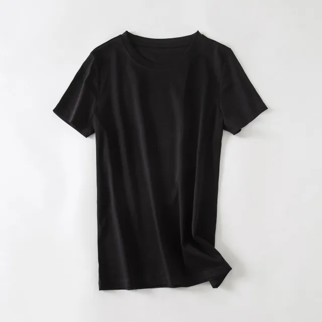 Cool Double sided Mercerized Cotton Short sleeved White T shirt Black - Shop at LoveMi
