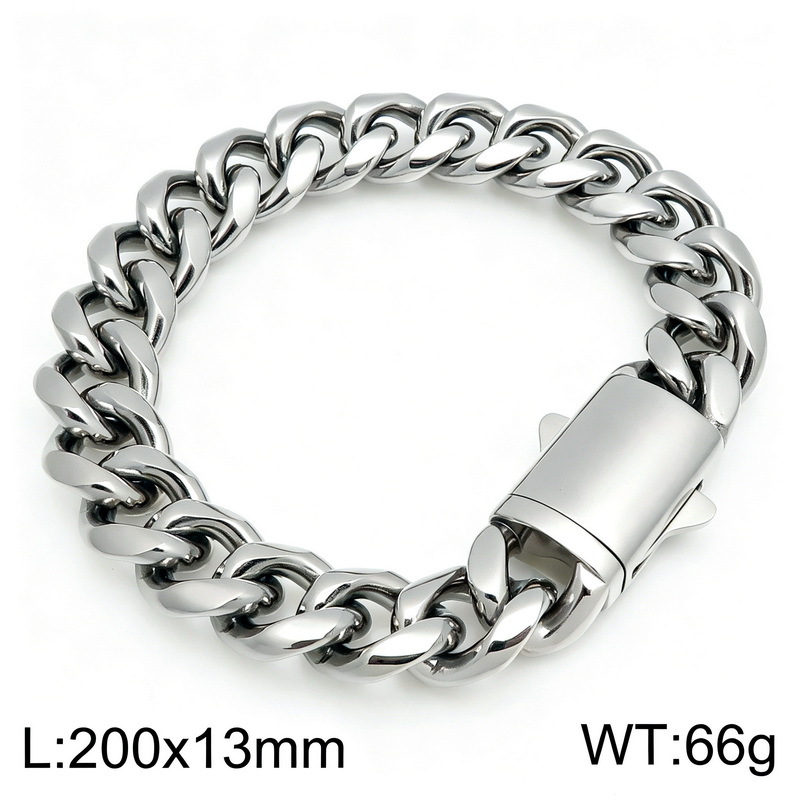 Fashionable And Minimalist Round-polished Cuban-link Bracelet For Men And Women