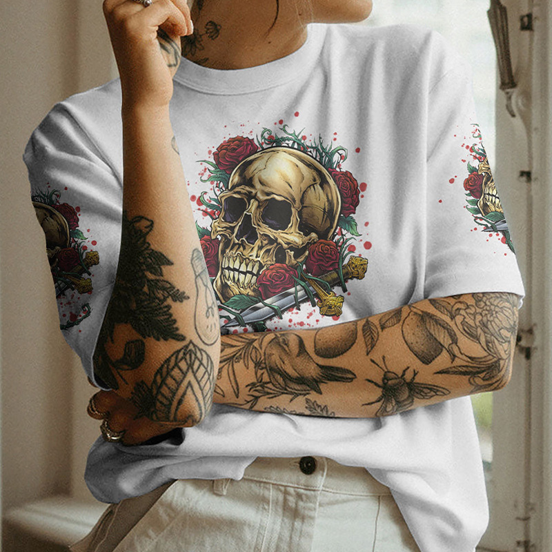 Women's Printed Street Style Short Sleeve Workout T-shirt Top