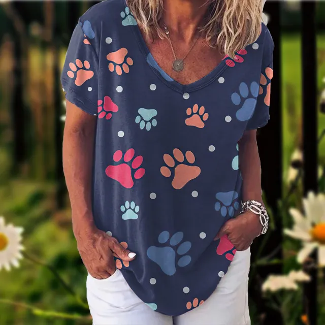 3D Printed Short Sleeve T shirt Women's Casual Half V neck T shirt Vtdws107847Sj90 - Shop at LoveMi