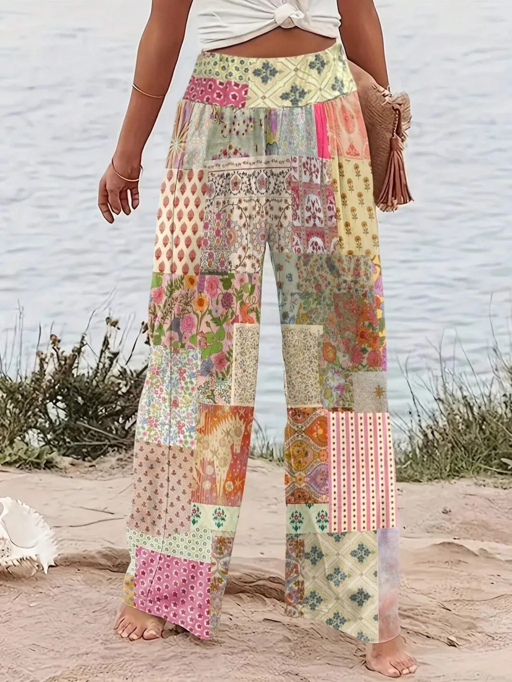Women's Creative 3D Printing Fashionable Casual High Waist Trousers - Image Color 2