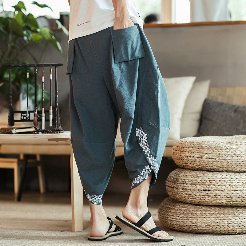 Chinese Style Spring And Summer Men's Loose Casual Cropped Radish Bloomers