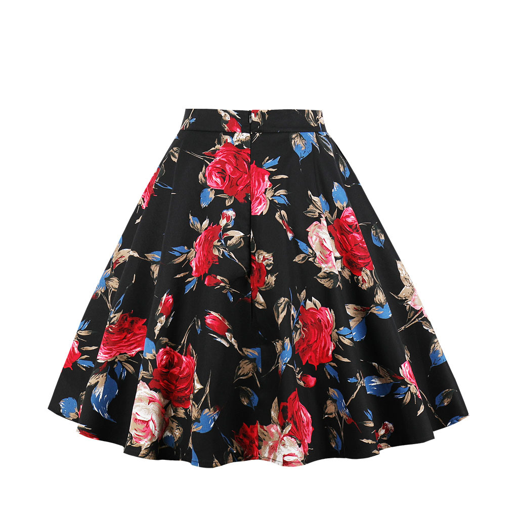 Title 3, A-line skirt featuring a rose flower and animal...