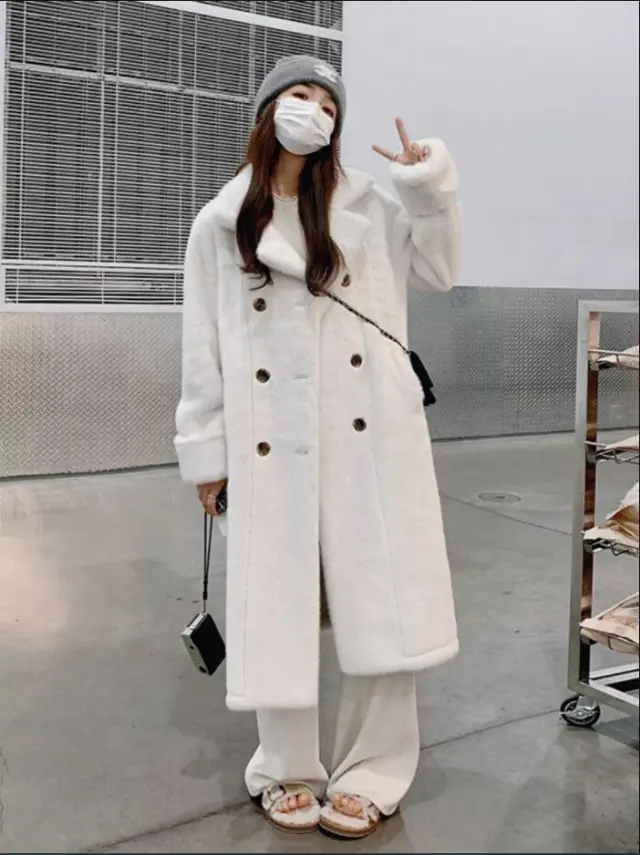 Artificial Mink Fur Fur And Leather Overcoat Female Long Thickened White - Shop at LoveMi