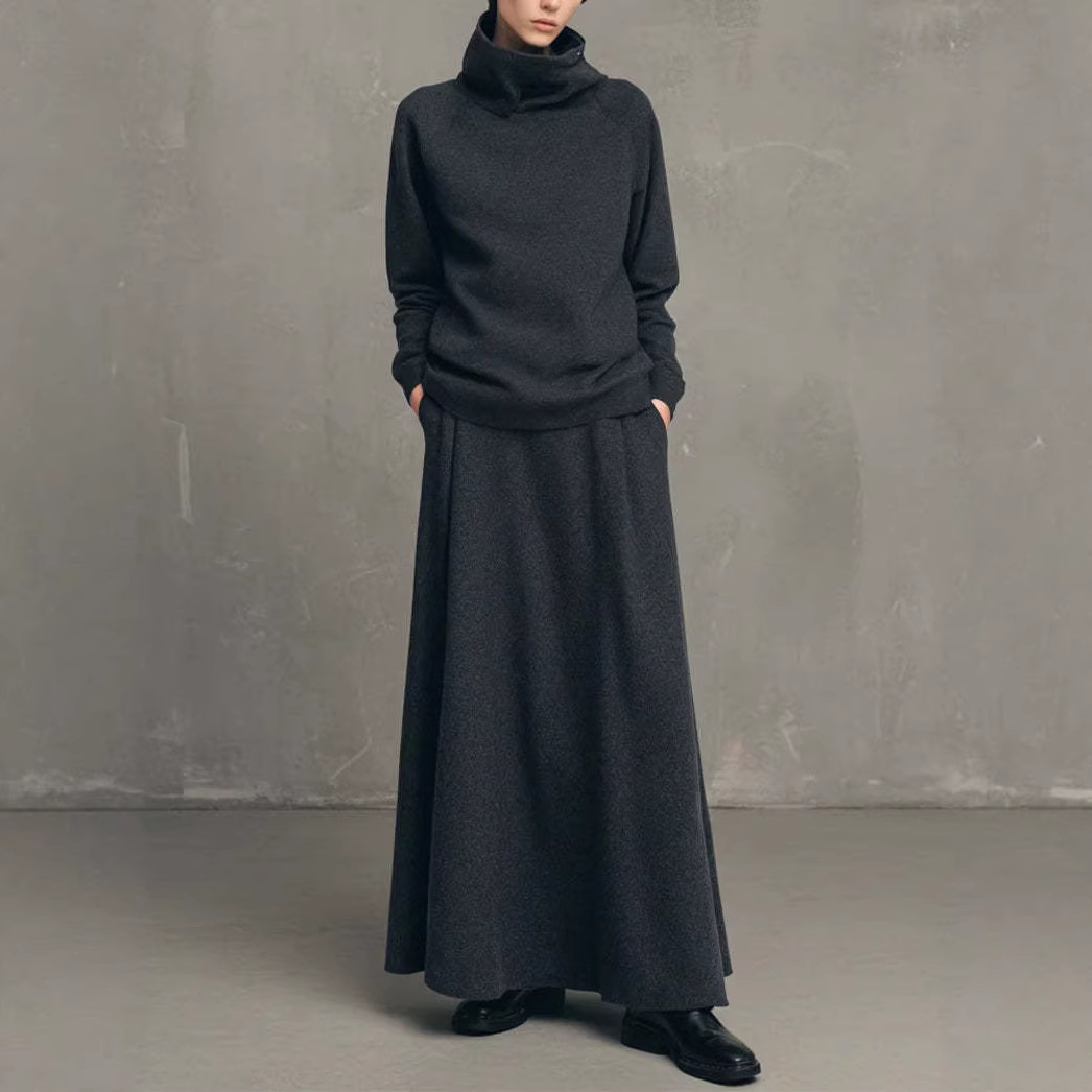 Elastic-waist Skirtminimalist And Versatile For Work Or Casual Wear