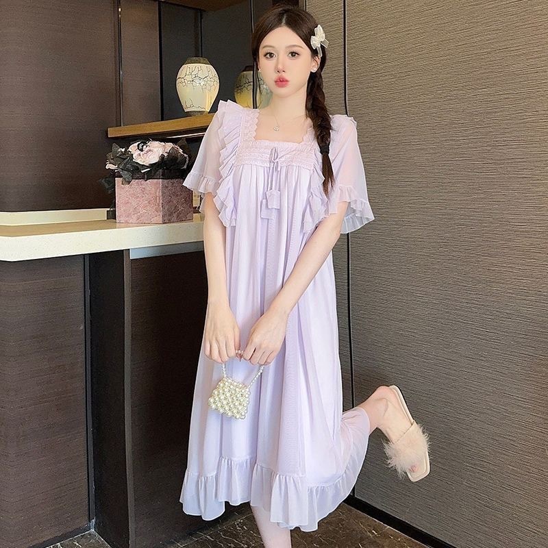 Mesh Lace Summer Fairy Princess Style Pajamas Light Purple - Shop at LoveMi