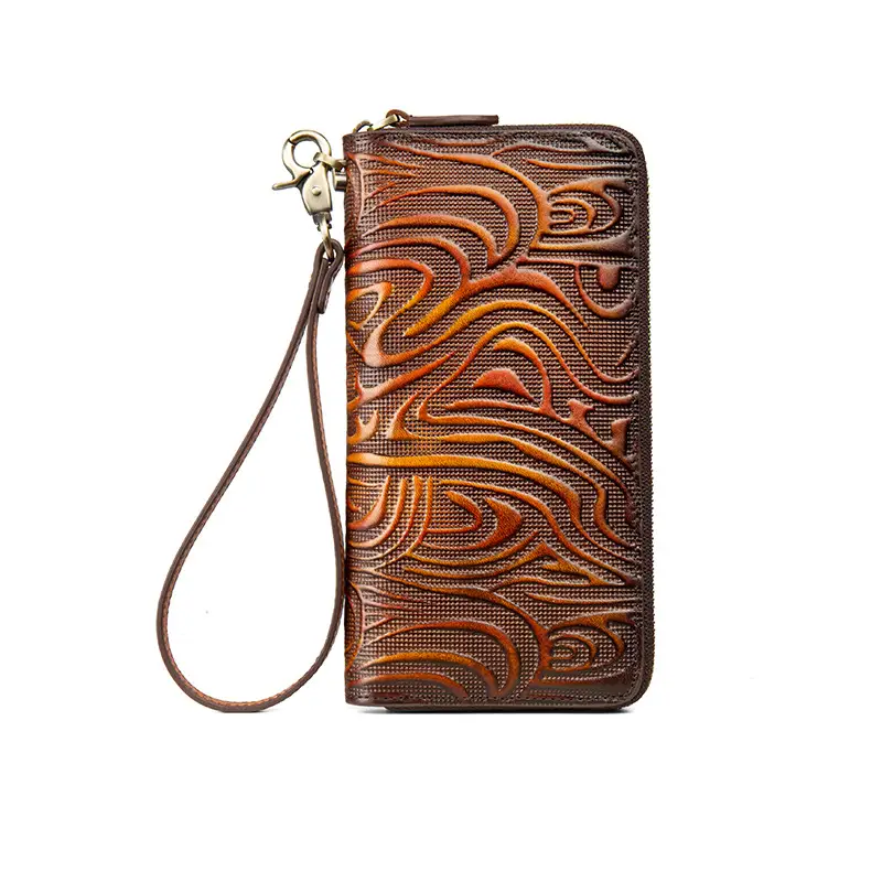 Cowhide Versatile Elegant Womens Long Leather Wallet