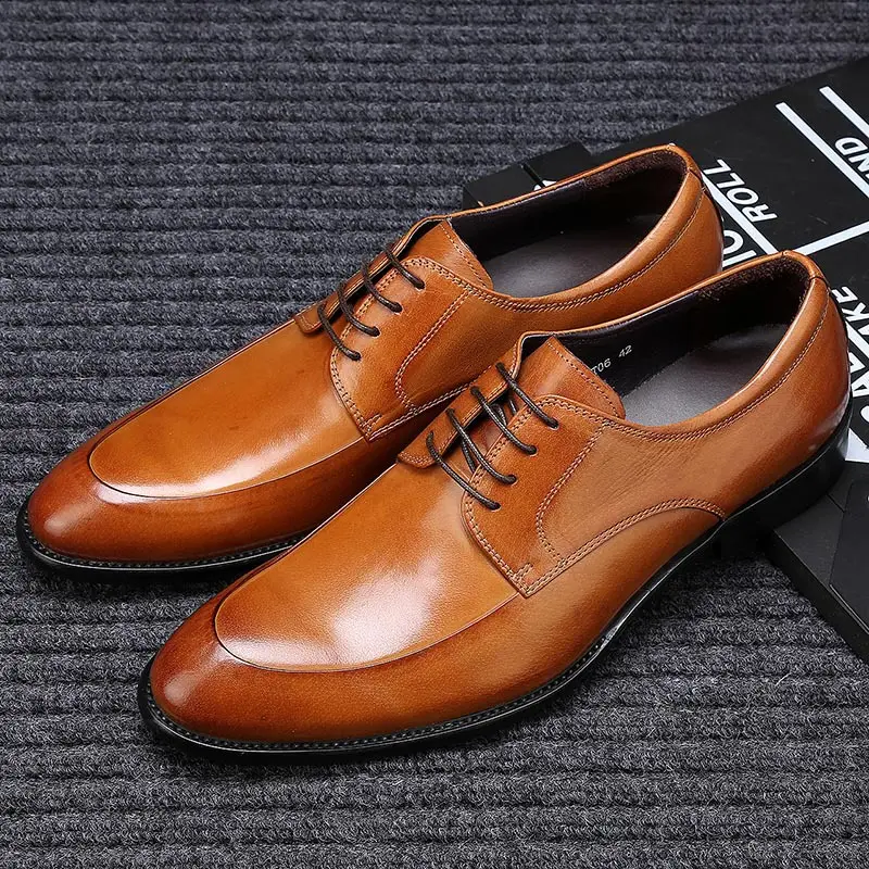 Mens Pointed-toe Leather Dress Shoes