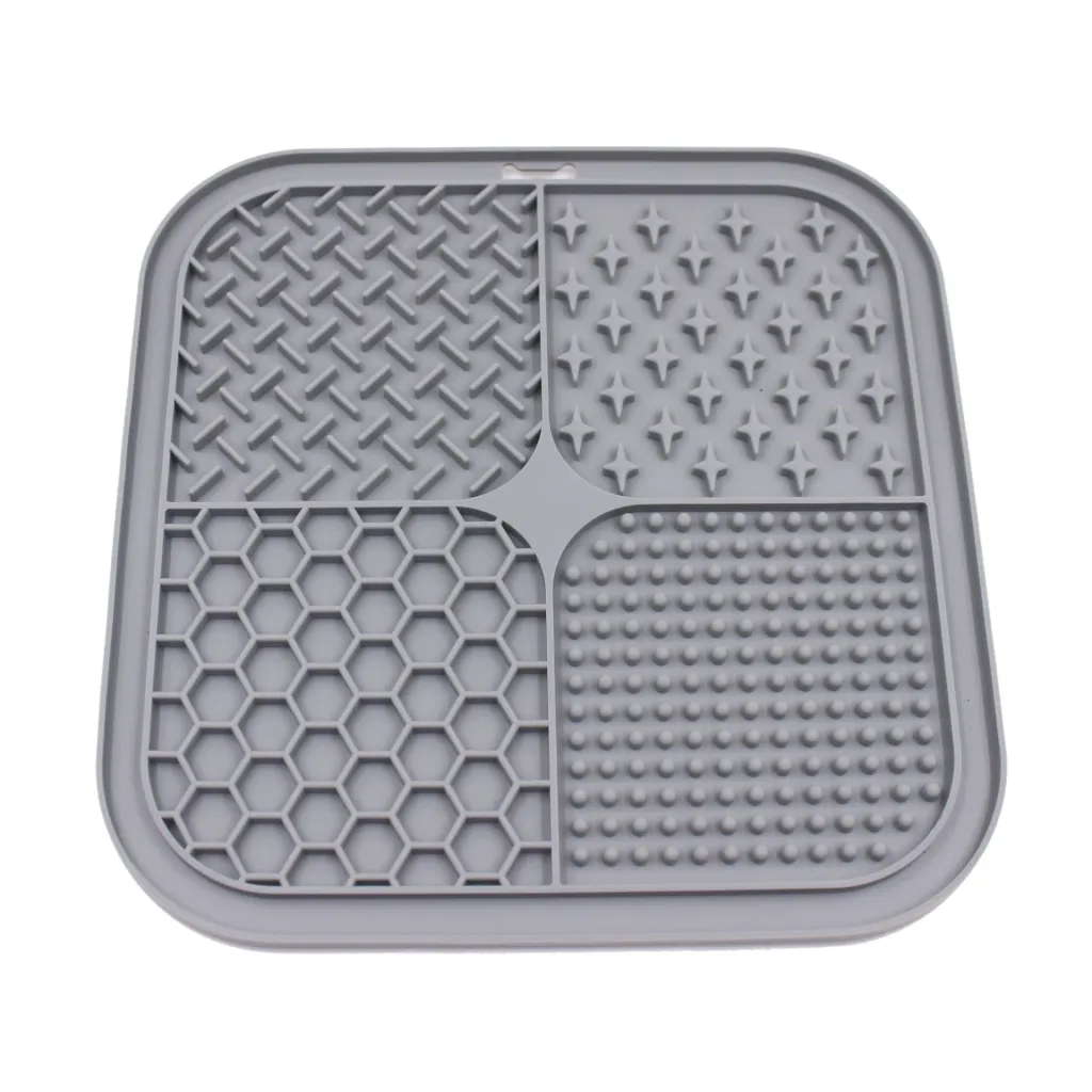 Pet Licking Pad Silicone Pet Food Suction Cup Anti-choke Slow Feeding Bowl Dog Licking Pad - Dark Gray