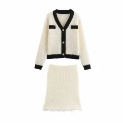 Women's Printed Wear Sleeveless Knitted Skirt Suit - One Set - View 1