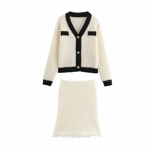 Women's Printed Wear Sleeveless Knitted Skirt Suit One Set - Shop at LoveMi