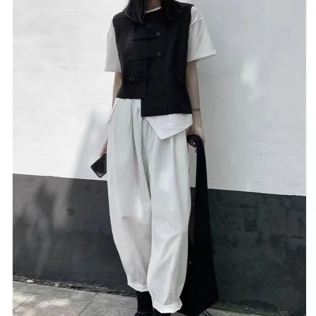 Retro Solid Color Loose And Irregular Sleeveless Knitted Vest Black Vest - Shop at LoveMi