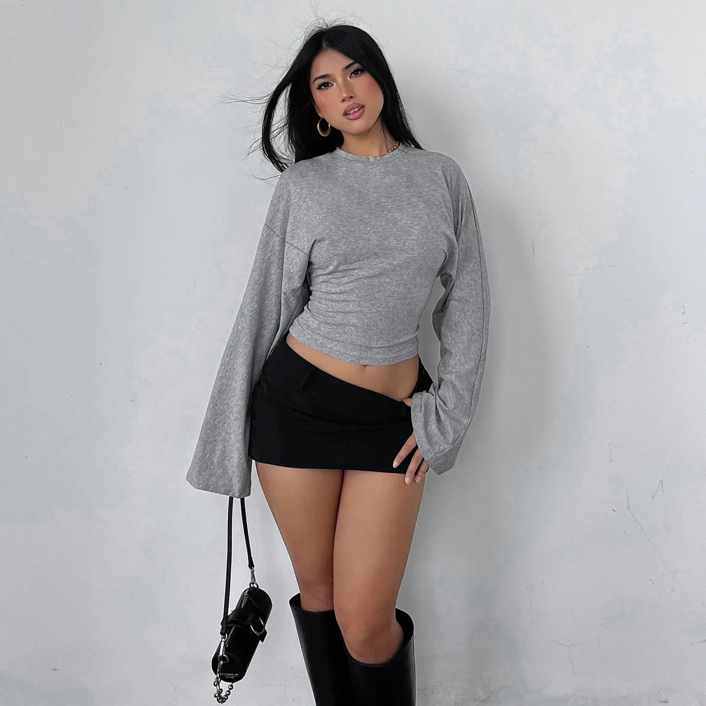 Casual Crew-neck Pullover Loose-fit Long-sleeve T-shirt