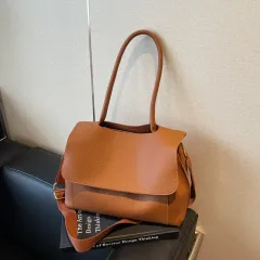 Vintage Casual All-matching Tote Bag - Brown - View 1