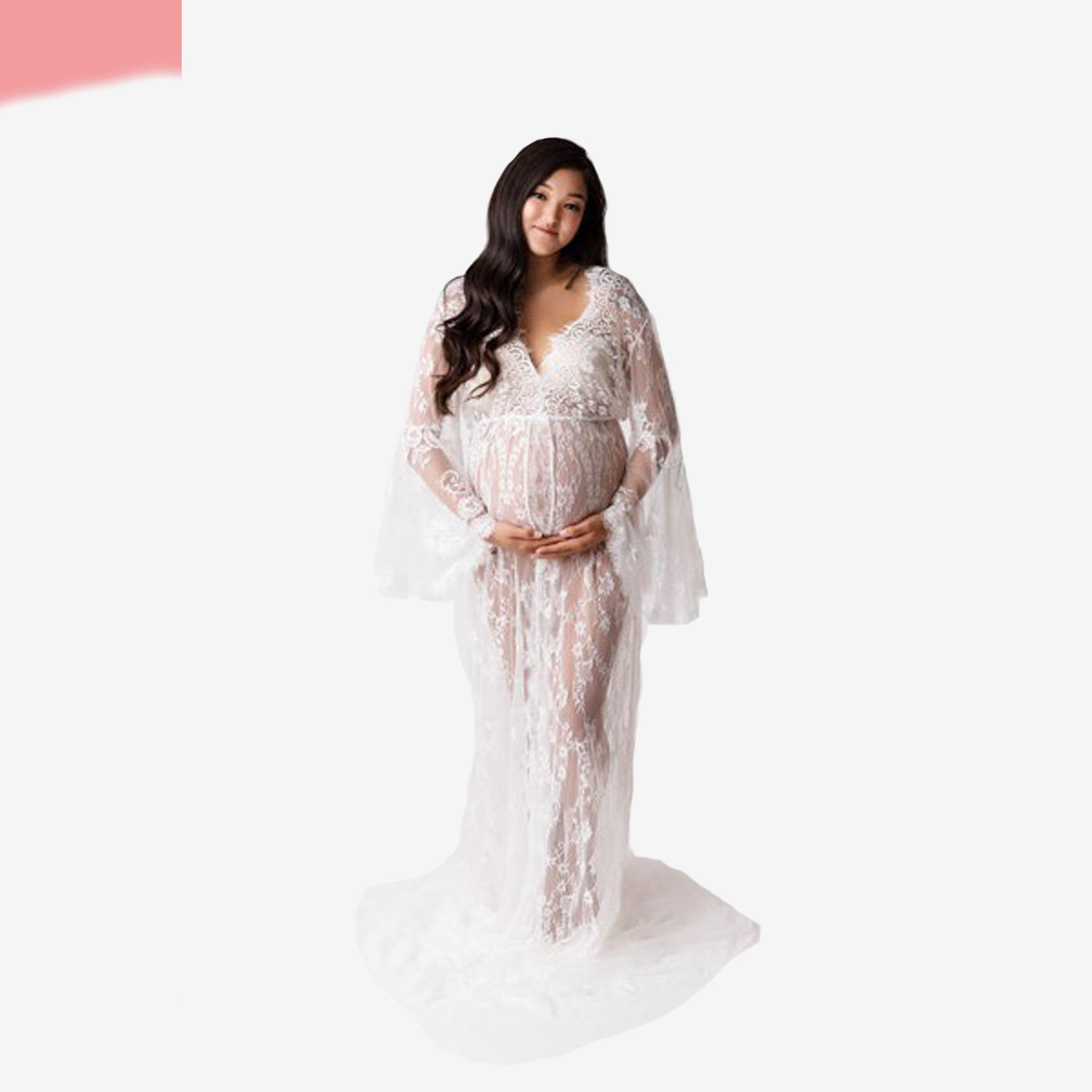 Lace Pregnant Women Take Photos Pull-belt Mopping Dress