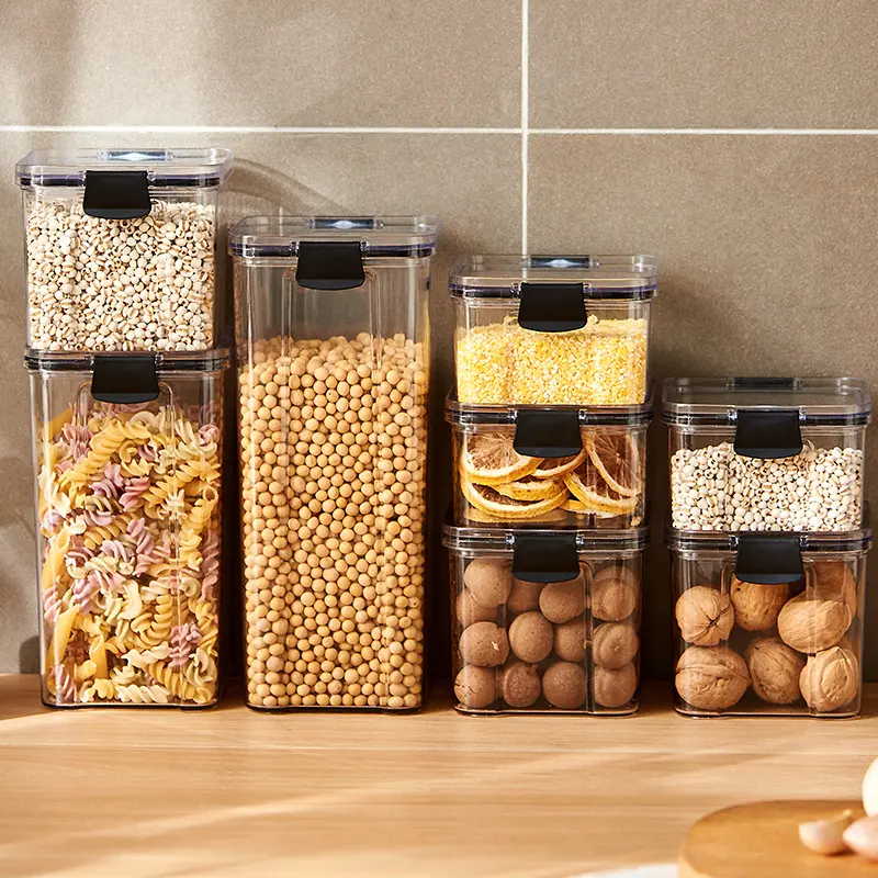 Food Grade Grains Sealed Plastic Cans Transparent Stackable Refrigerator
