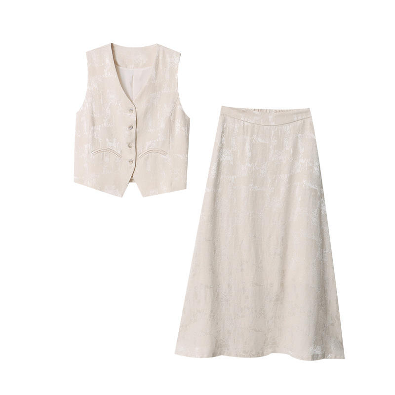 Chinese Style Vest Skirt Two-piece Set