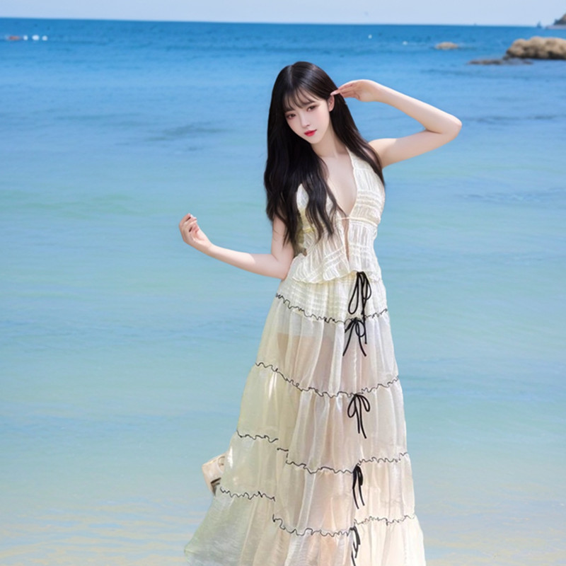 Sexy Backless Halter-neck Dress Ultra-fairy For The Beach