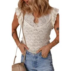 Summer Solid Colour Hollow Knitted Vest For Women - Lc276781 Apricot - View 1