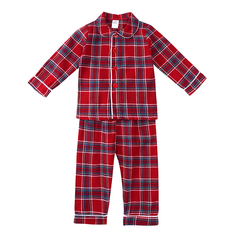 Christmas Red Plaid Dress Pajamas Suit Red - Shop at LoveMi