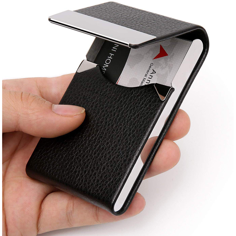 PU Leather Business Card Holder - Slim Portable Credit Card Case Wallet for Office Travel