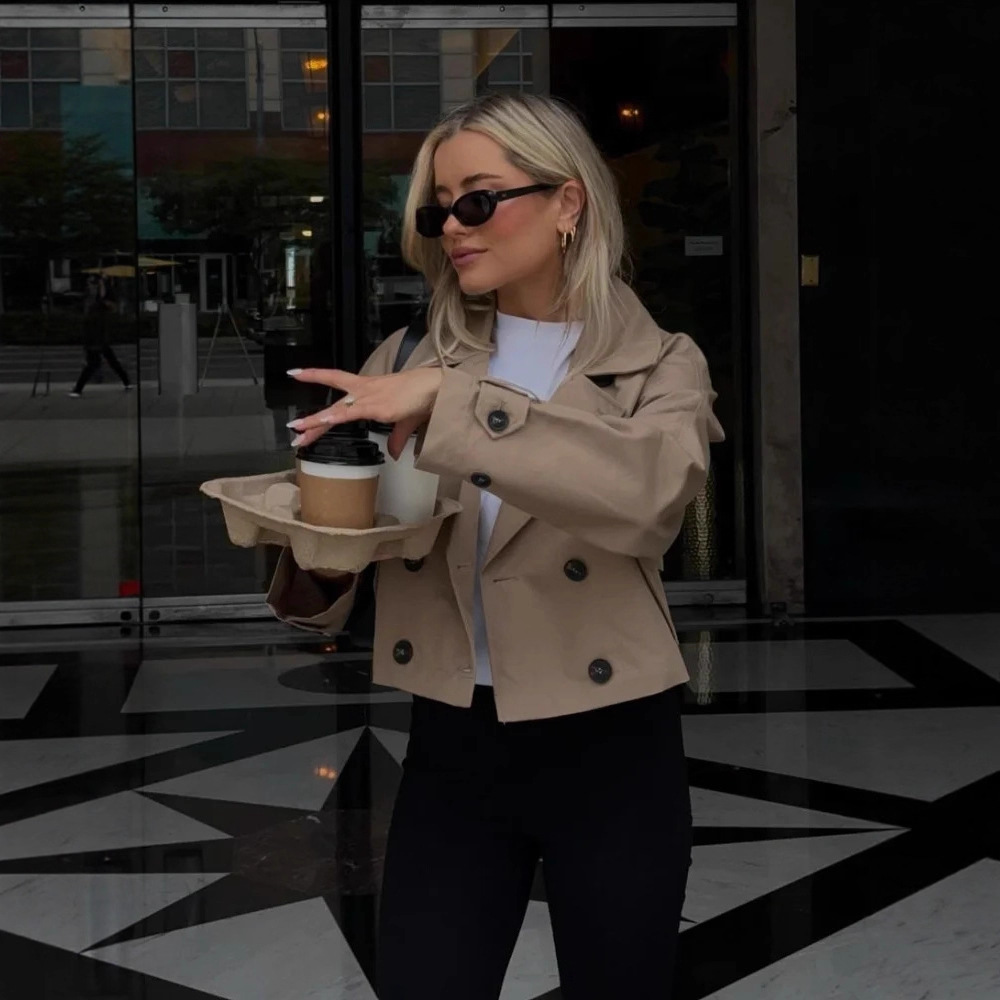 Sleek Slim Fit Short Trench Coat Jacket