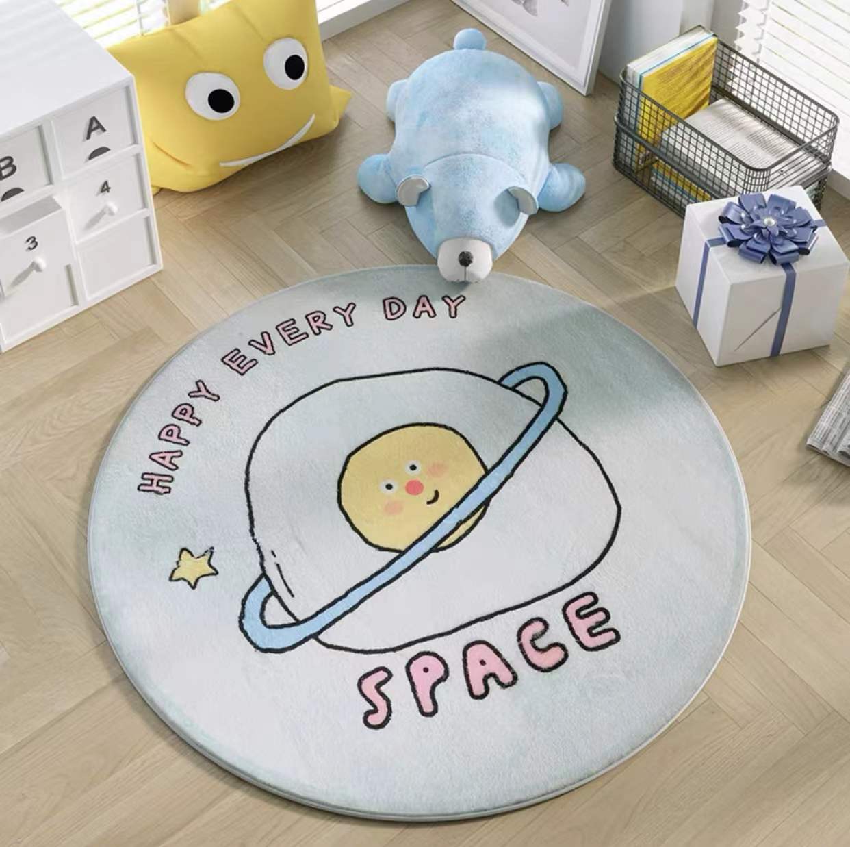 af7114ee 496e 421d 91be 4e4bb4eb23ac - Cartoon Round Children's Room Bedroom Mat Imitation Cashmere