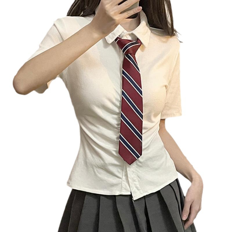 Slim-fit Pleated All-match Senior Girl's Top Summer