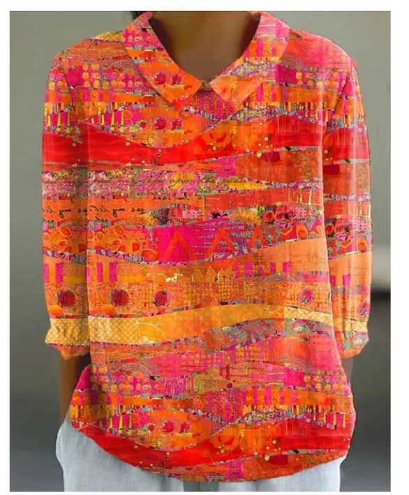 Loose Printed Crew Neck Casual Plus Size Pullover Women's Short Sleeve Bj242123471863 - Shop at LoveMi