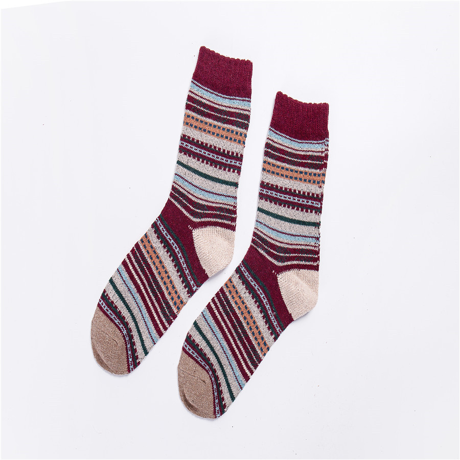 Title 17, Mens Stripe Thickened Mid-tube Wool Socks. War...