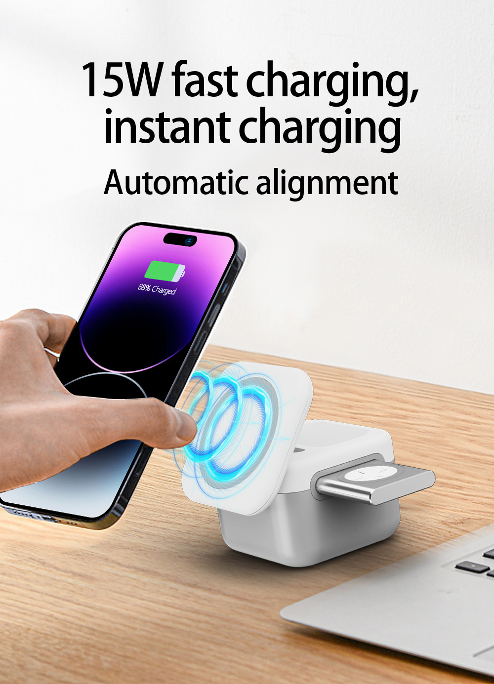 Title 5, 3-in-1 Wireless Charger mit verstecktem, abnehm...