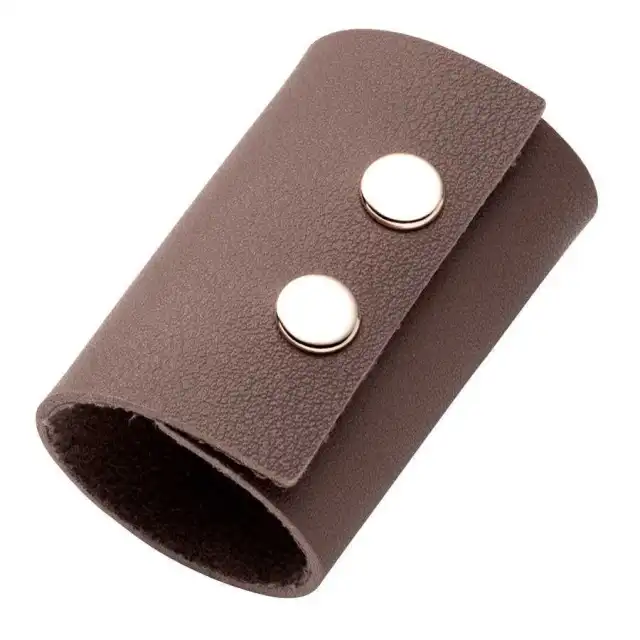 PU Leather Headband Gel Women Ponytail Clip Decoration Hair Accessories Mocha - Shop at LoveMi