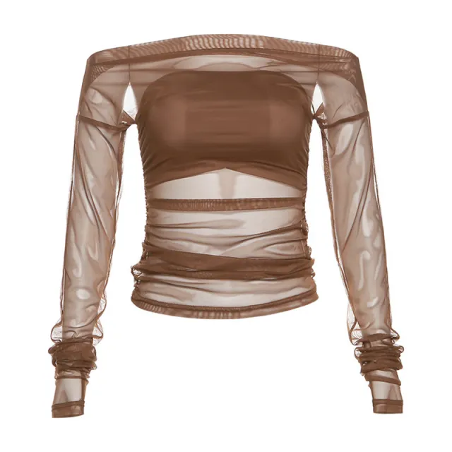Women's Solid Color Slim Fit T shirt Brown - Shop at LoveMi