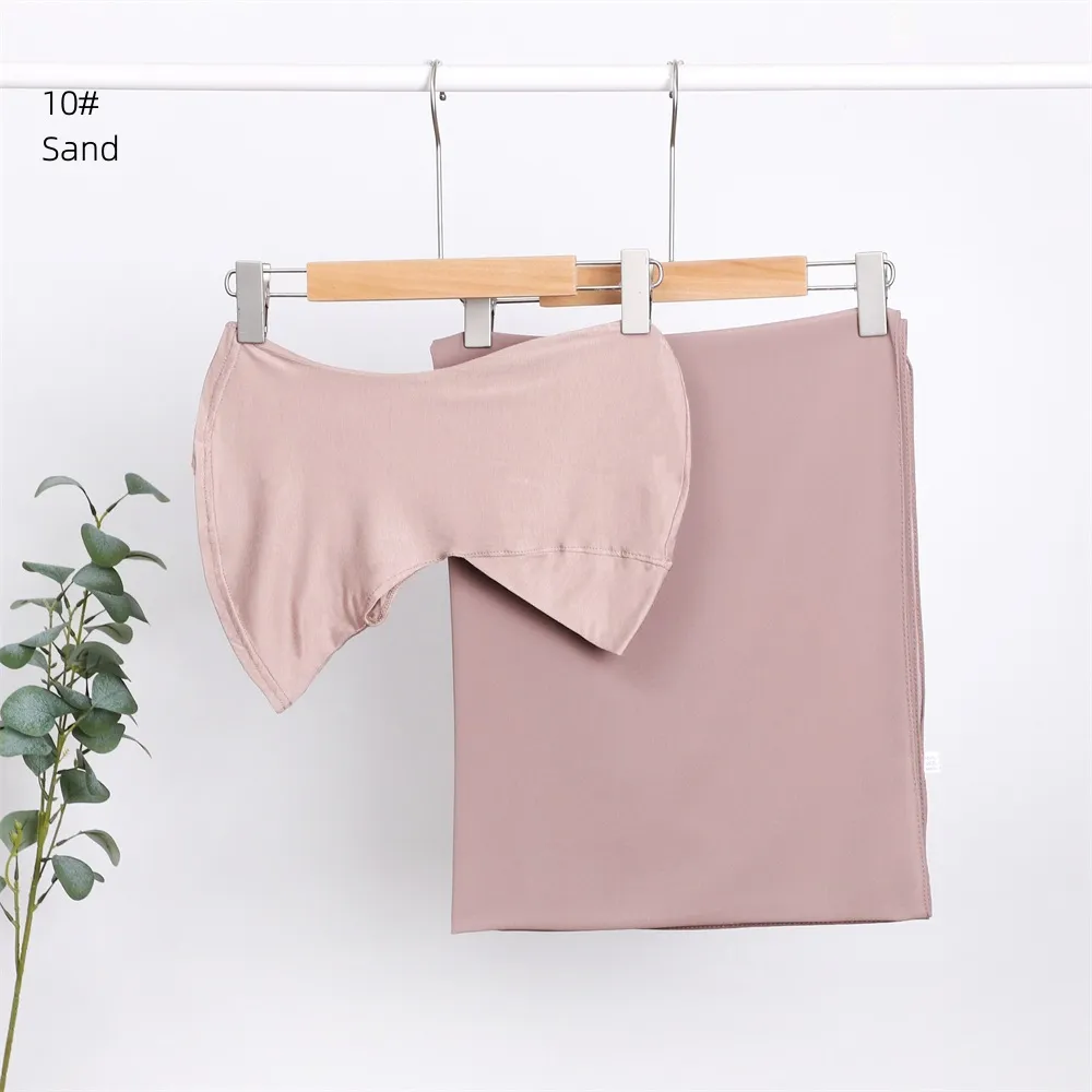 Modal Solid Colour Breathable Fits Cap Pearl Chiffon Scarf - No10