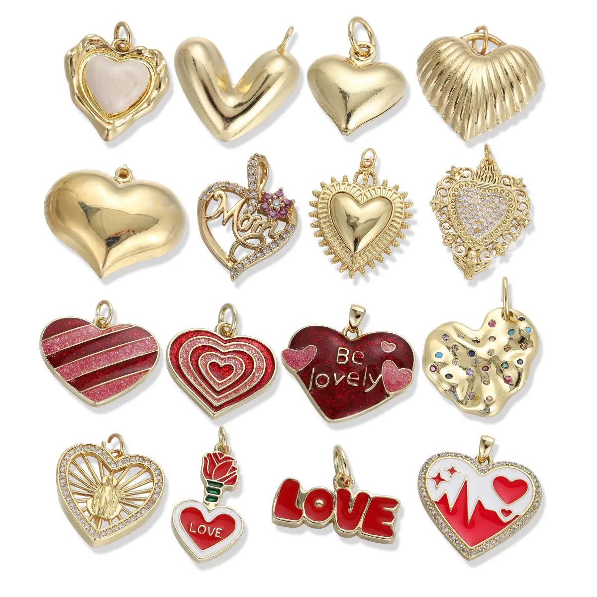 Oil Dripping Red Love Pendant Micro Inlaid