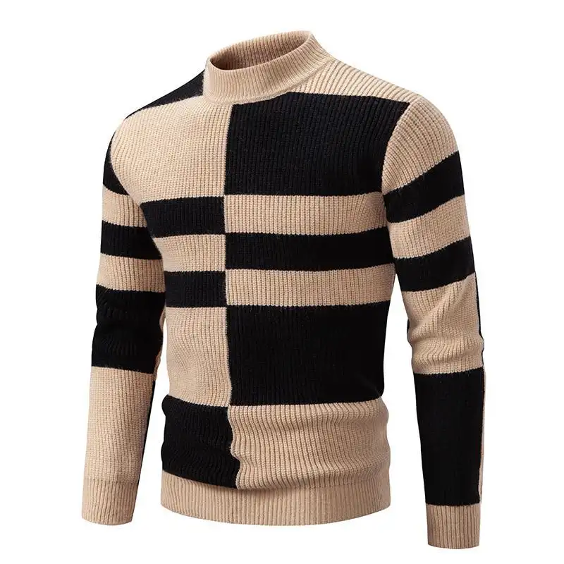 Men's Half-high Collar Slim-fit Jumper Knitwear Korean Youth Fashion Casual Top