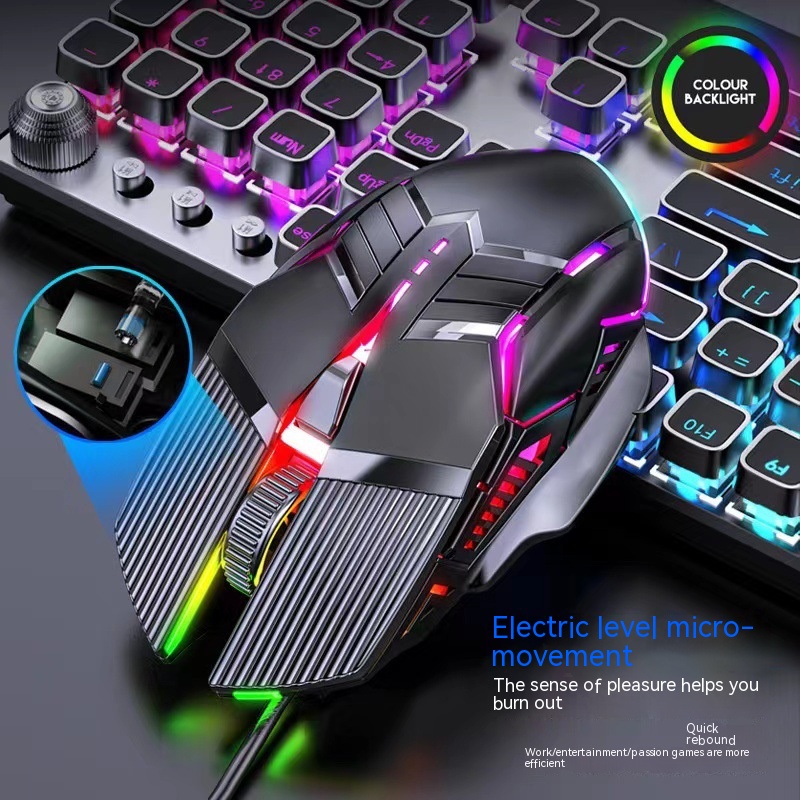 Wired Mouse 6D Colorful Dazzling E-sports Games Office Mute Luminous Mouse — foto 13