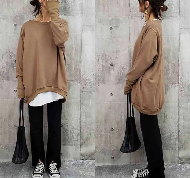Women's Cotton Sweater Loose And Idle Large Version Solid Color Khaki - Shop at LoveMi