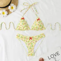 Bikini Tight Backless Split Swimsuit Floral - Floral - View 1