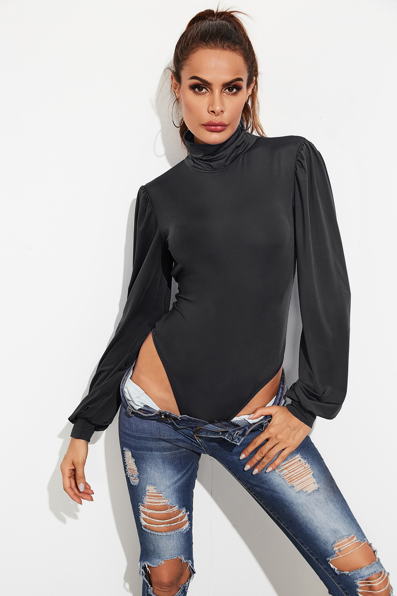 Versatile Mock-neck Pullover Long-sleeve Jumpsuit Af987042 30f0 4845 97c6 2630e3fd5b0b